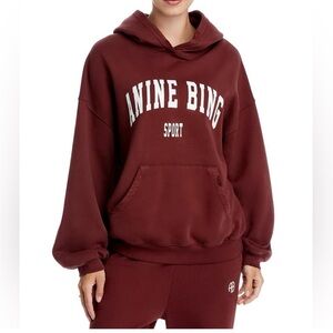 Anine Bing Burgundy Sport Hoodie size S